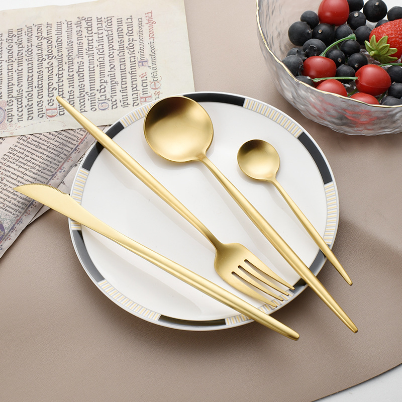 Portugal 304 stainless steel cutlery thickened Western style steak knife, fork, dessert spoon_voghion.com