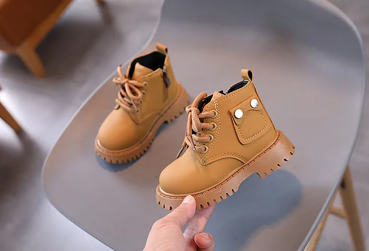 Kids PU Leather Fashion Winter Children's Boys Girls Anti Slip Happysteps Toddler Short Snow Boots Sizes US1C-US13C_desvips.com