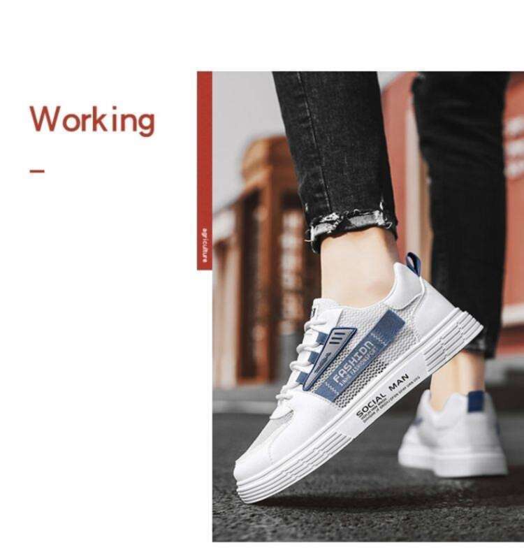 Scarpe da tavola casual in tessuto bianco alla moda e versatili, in mesh cavo traspirante per studenti maschi, estive da uomo_voghion.com