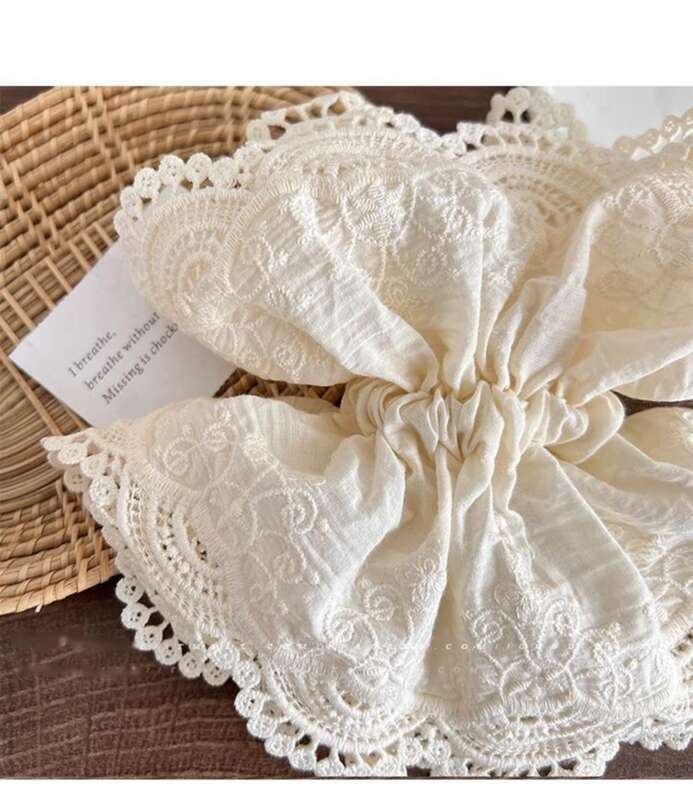 Large White Lace With Large Intestine Loop, Gentle Temperament For Women, Ponytail Tied Rope, High-end Hair Rope_voghion.com