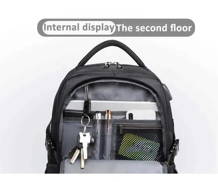 Sac à dos pour ordinateur portable d'affaires version coréenne pour hommes, sac de voyage en tissu Oxford d'extérieur USB, personnalisation C241107_voghion.com