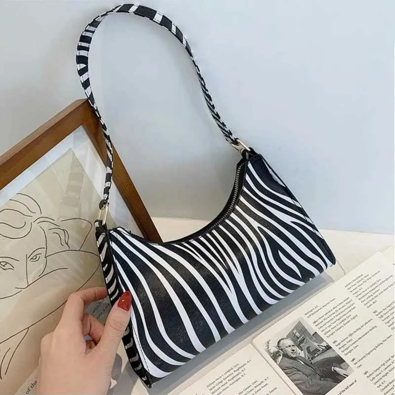 Mode Zebra-Print Frauen Handtasche PU Einfache Unterarm Schulter Taschen Weibliche Täglichen Design Totes Geldbörse Tasche C241211_voghion.com