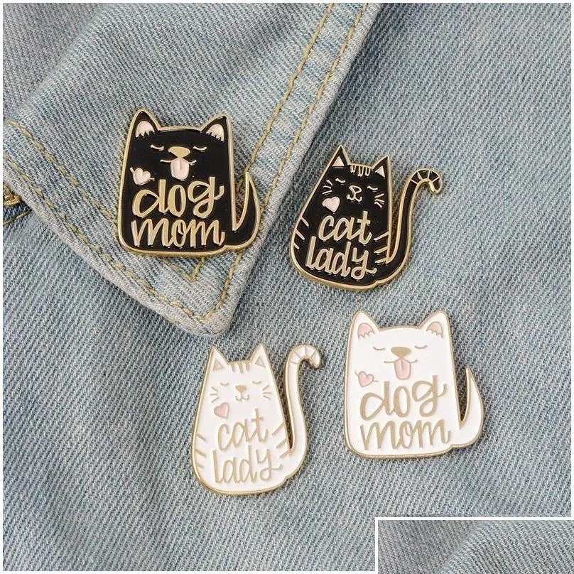 Pins, Pins Brooches Vintage Punk Style Dog Cat Brooch Lady Metal Kawaii Enamel Pin Badge Buttons Shirt Denim Jacket Bag_voghion.com