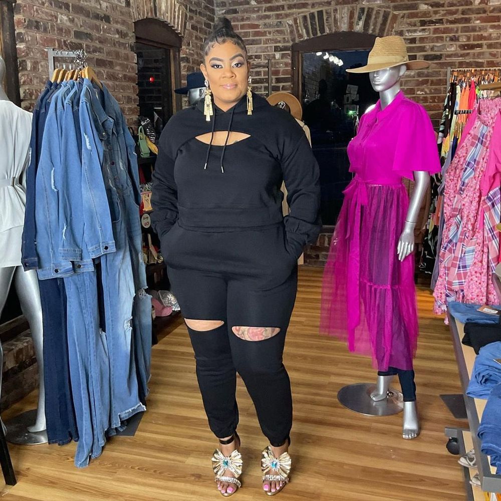 casual long-sleeved jacket and suspender trousers three-piece set_voghion.com