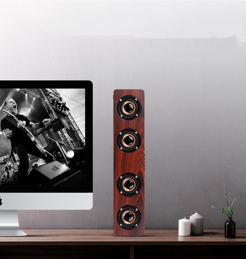 Soundbar in legno, altoparlante Bluetooth, sistema acustico musicale, 20 W HIFI stereo, musica surround, display LED, altoparlante esterno con radio FM_voghion.com