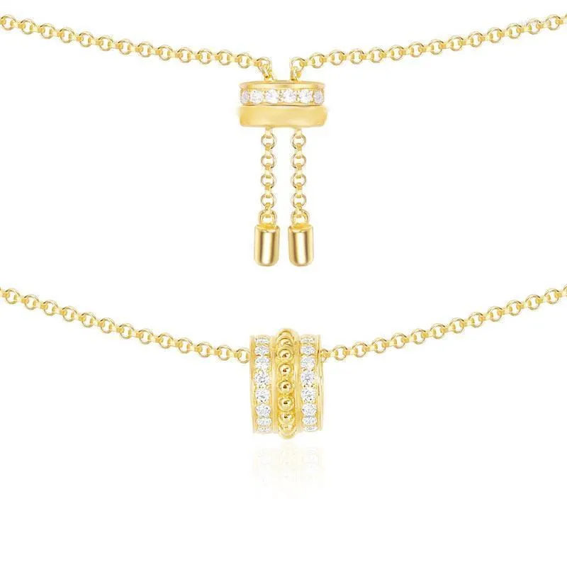 Collier La Belle Epoque en Argent Sterling Couleur Or Jaune avec Mini Créole Annea Micro Zircone Cubique Femme_voghion.com