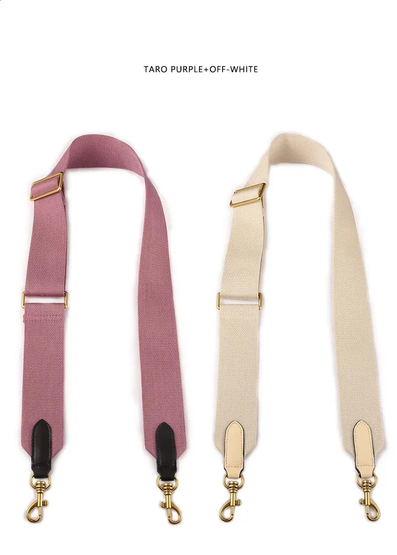 Solid Color 5cm Wide Canvas Fabric Strap Messenger Shoulder Belt In Cowskin Leather Bag Parts Adjustable 240725_voghion.com
