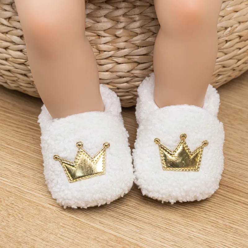Design vestimentar Crown iarna miel puf nou-născuți cutefeet copii fete băieți copii Toddler pantofi cald și antiderapant Primii pași_voghion.com