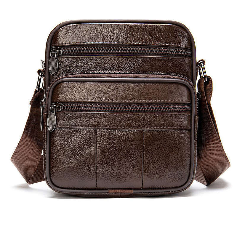 Borsa a tracolla casual in pelle di vacchetta con strato verticale, di alta qualità, da uomo alla moda_voghion.com