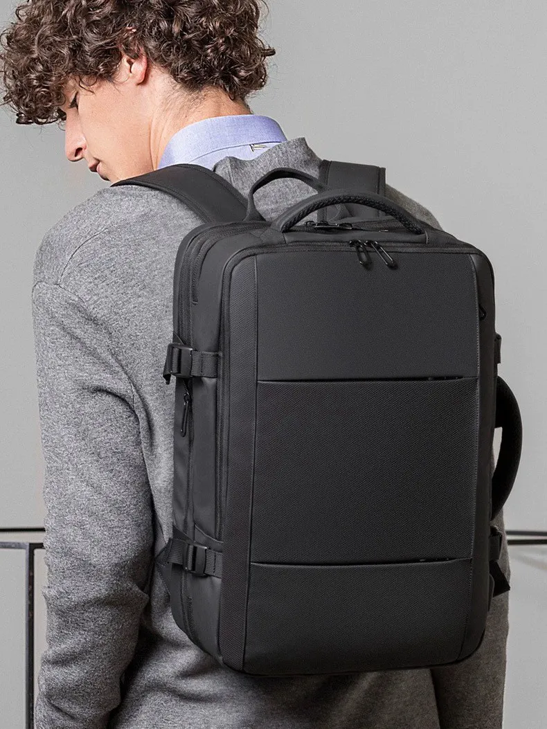 Travel Men Business School Expandable USB Bag Large Capacity 17.3 Laptop Waterproof Fashion Backpack_voghion.com
