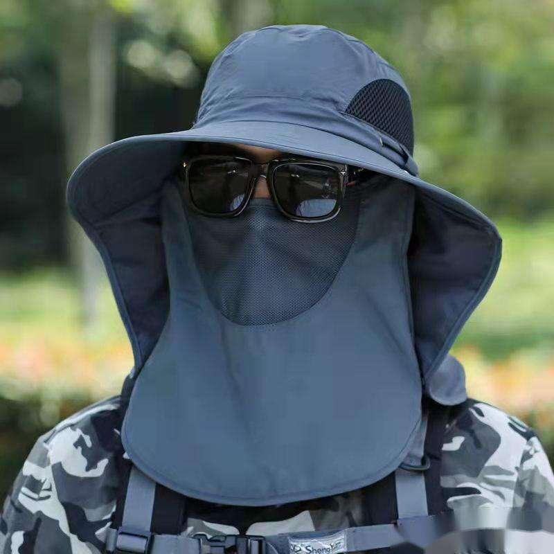 Sunshade For Men's Fishing UV Sun Resistant Waterproof Hat, Summer Outing Face And Neck Protection Hat_voghion.com