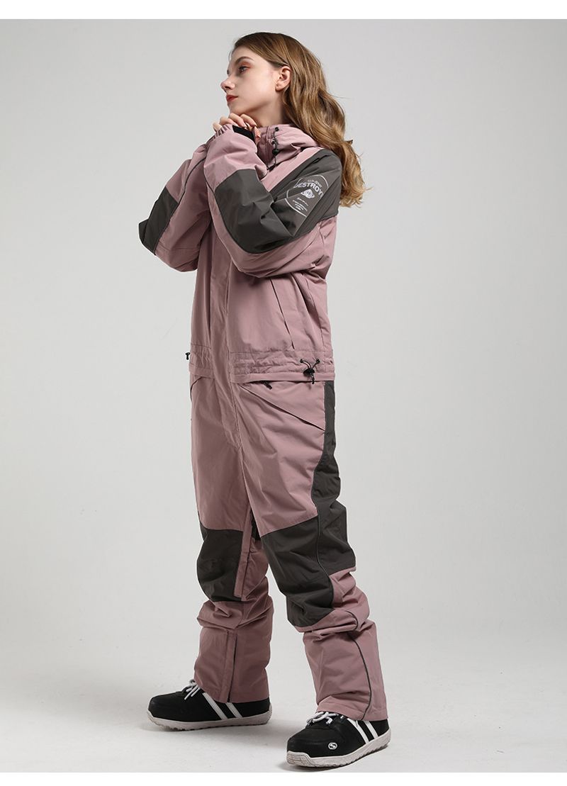 New ski female set fluorescent camouflage warm waterproof breathable night field single and double board one-piece snow_voghion.com