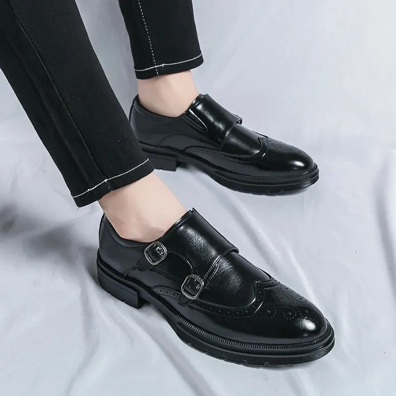 Fashion Thick soled Monk Dress Leather Mens Br Carving Business Formal Wedding Shoes 241022_voghion.com
