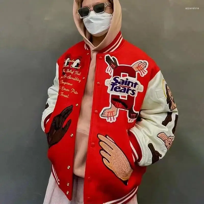 Herrenjacken Vintage Varsity Männer Übergroße Collage Baseball Bestickte Gespleißte PU-Lederärmel Frauenmantel_voghion.com