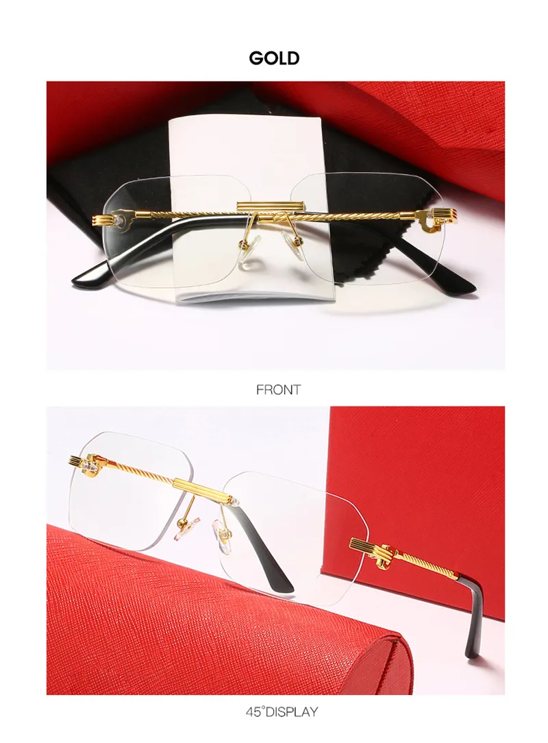 Cartr classique femme lunettes de soleil montures de lunettes de myopie sans monture lentille dégradé nuances de thé profond affaires essentielles_voghion.com