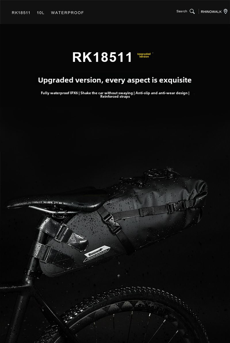 RHINOWALK Rhino Full Waterproof Bicycle Saddle Tail Bag Large Capacity 10L Road Bike Lightweight Long Distance Riding_voghion.com