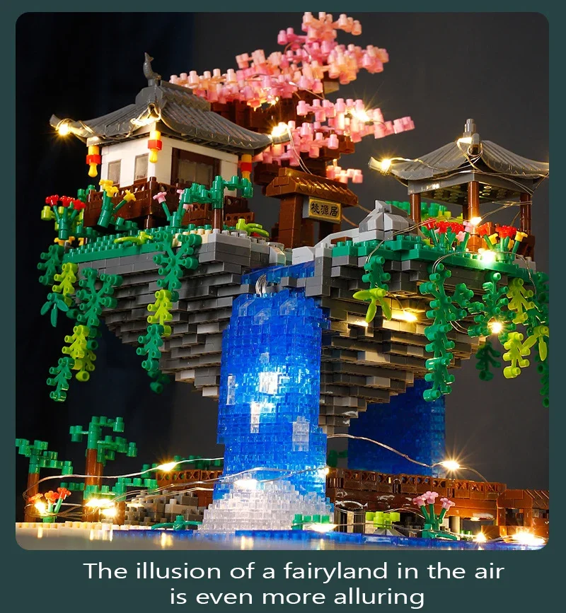 Ancient Peach Blossom Pond Castle Building Blocks Model Toy_voghion.com