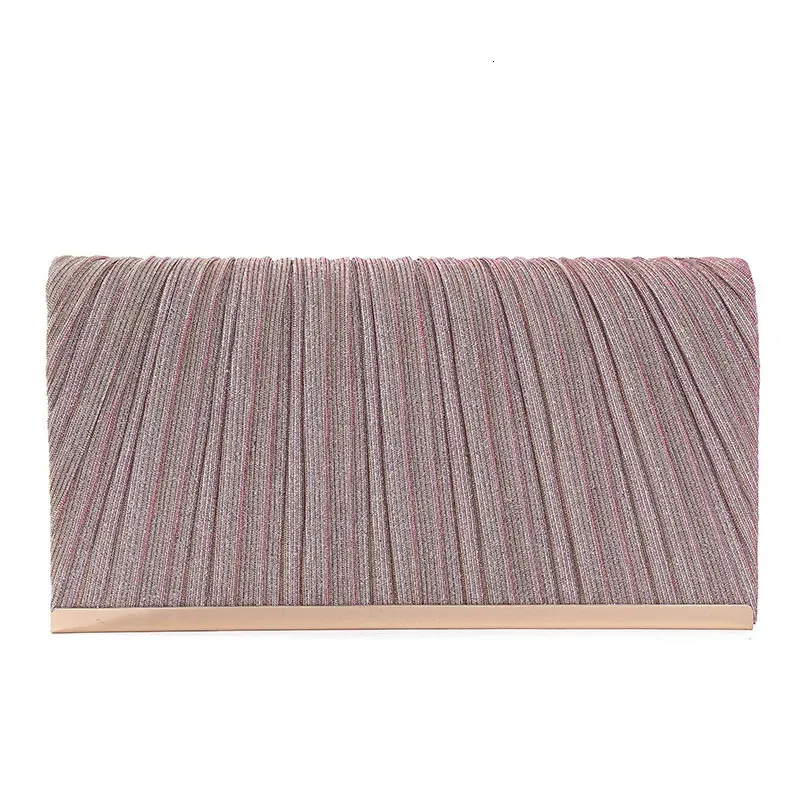 Womens Pleated Sequin Evening Clutch Wedding Purse Bride Handbag Chain Crossbody For Banquet Party Dinner Bag 240807_voghion.com
