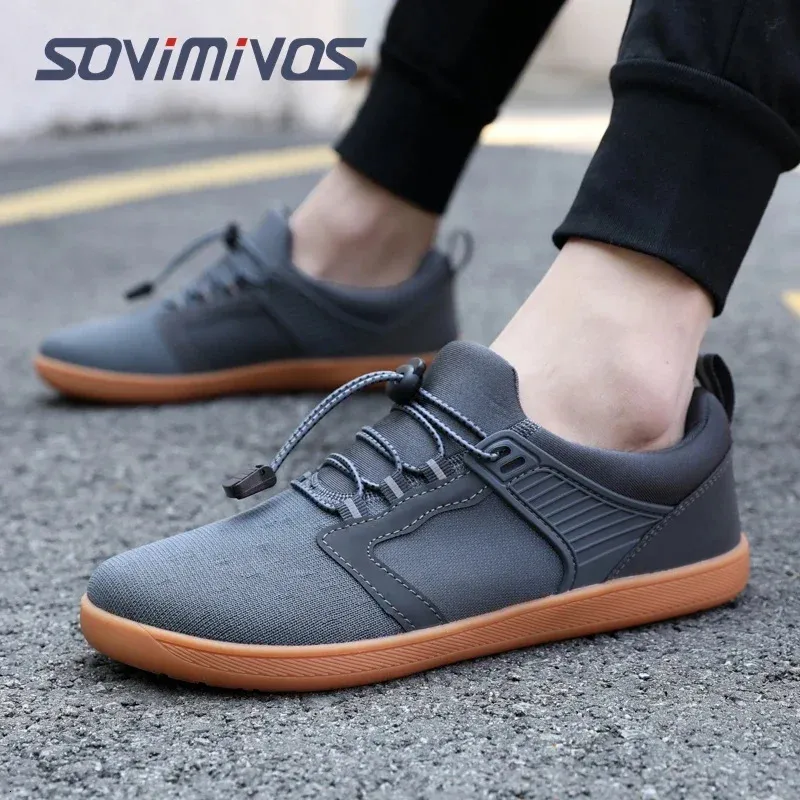 Mens Cross-Trainer Casual Sneakers Barefoot Shoes | Wide Toe Box Womens Minimalist Trail Runner Canvas Loafers 240624_voghion.com