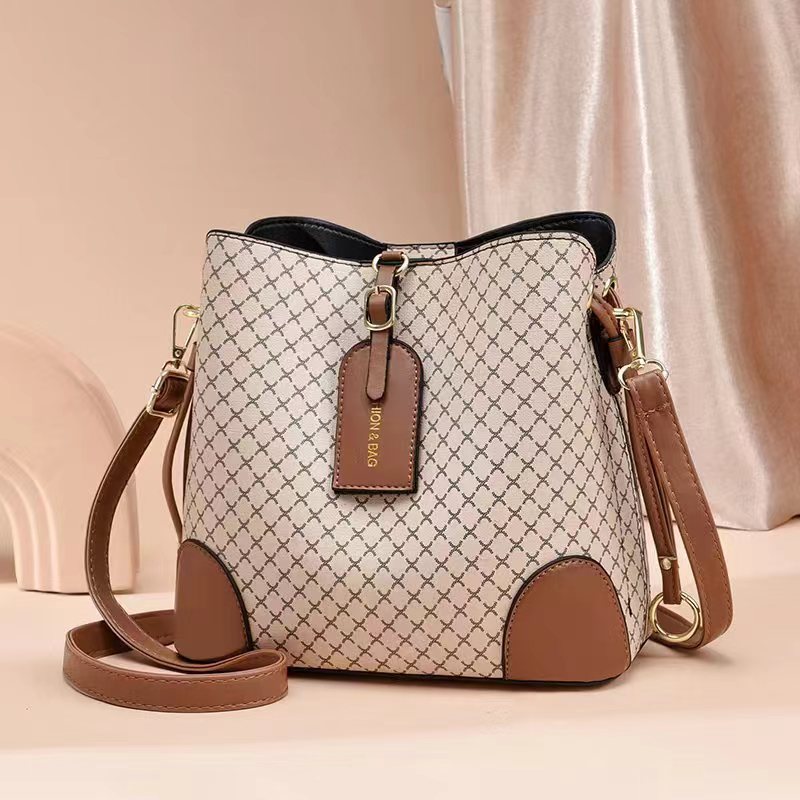 Borsa a secchiello a quadri donna borsa a spalla grande capacità_voghion.com