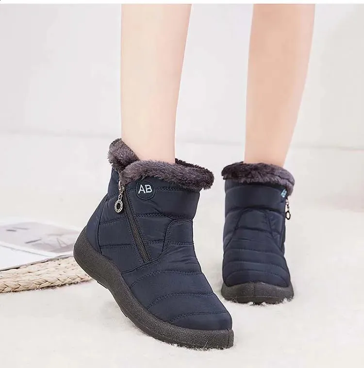 Wasserdichte Damen Schneestiefel Mit Fellfutter Und Reißverschluss_voghion.com