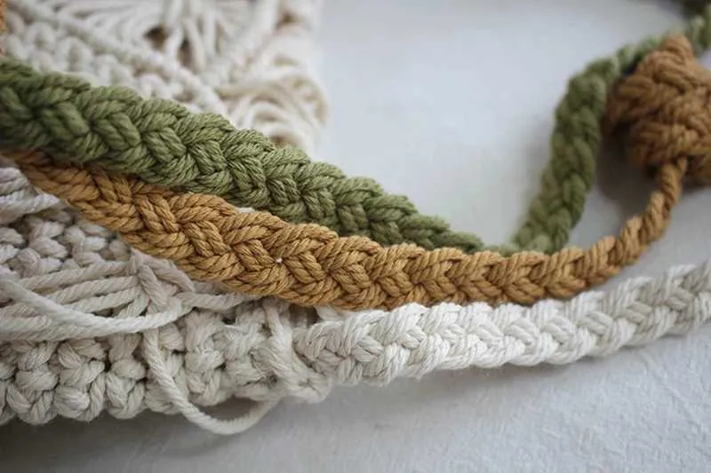 Handmade Cotton Woven Knitted Crossbody Bag With Tassels Vintage_voghion.com