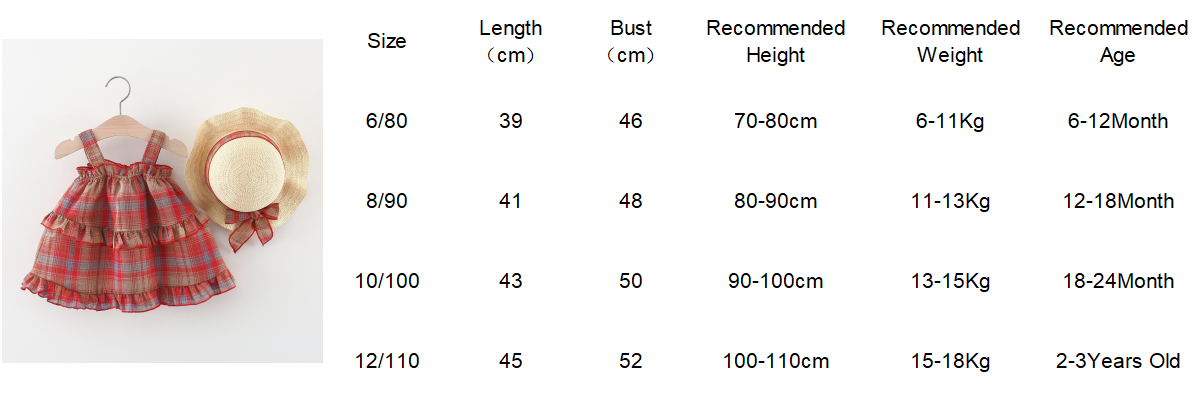 Toddler Girl Dress Red Checkered Pattern Cotton Dress High Quality Kids Clothes Send Hat_voghion.com