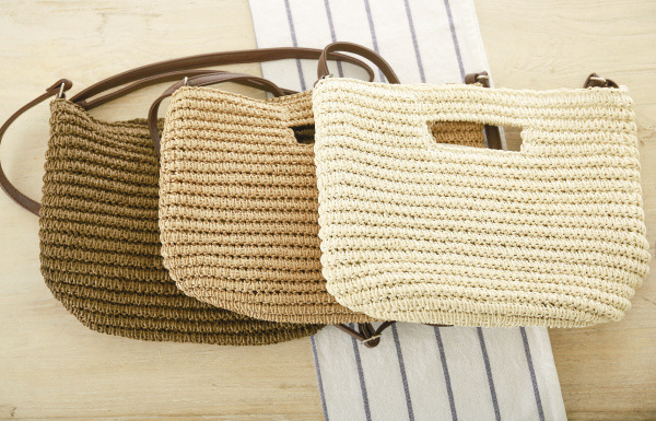 Borsa da spiaggia in stile pastorale con tracolla singola in paglia da donna_voghion.com