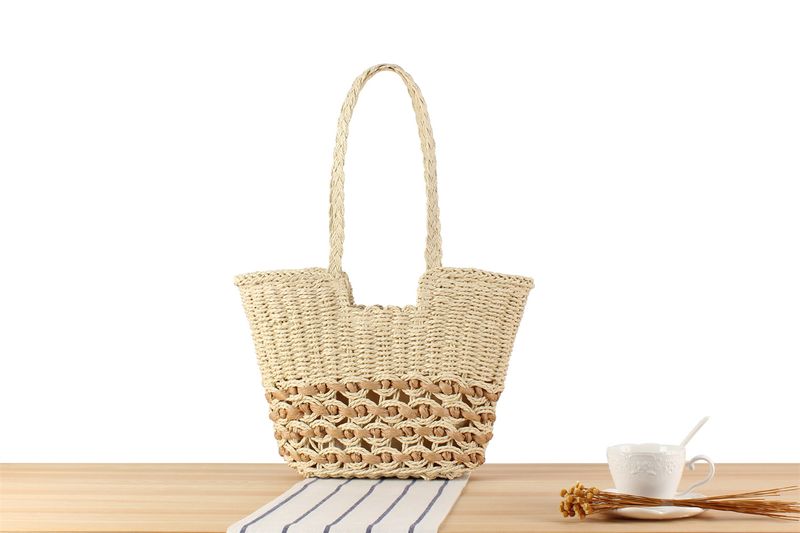Hohlgewebte aus Papierseil, große Kapazität, versenkte Umhängetasche, Strandurlaubsfoto, gewebte Tasche für Frauen_voghion.com