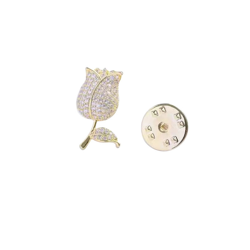 Koreaanse versie elegante kleine kraagdecoratie, tulp zirkoon broche, universele anti-glare kleding hoed accessoires,_voghion.com