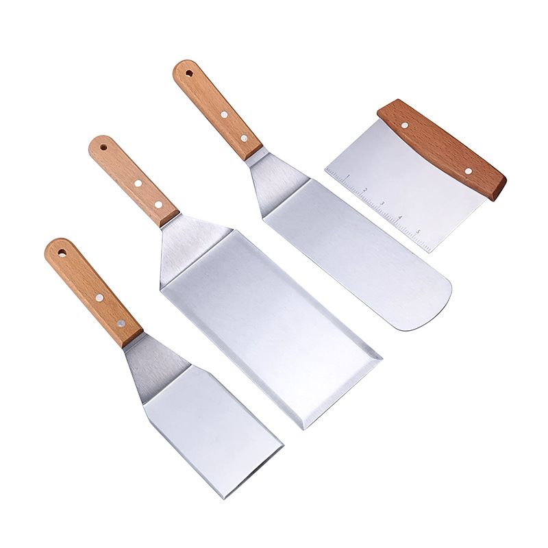 Beech handle stainless steel steak cooking pizza fried fish barbecue spatula baking utensils_voghion.com