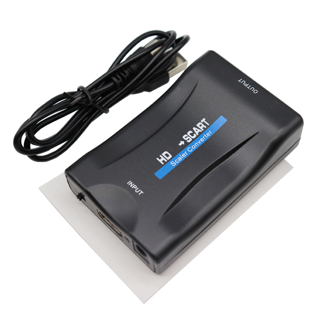 1080P SCART to HDMI-compatibleAdapter Video Audio Upscale Converter for HD TV DVD-compatible  for HDTV Sky Box STB Plug_voghion.com
