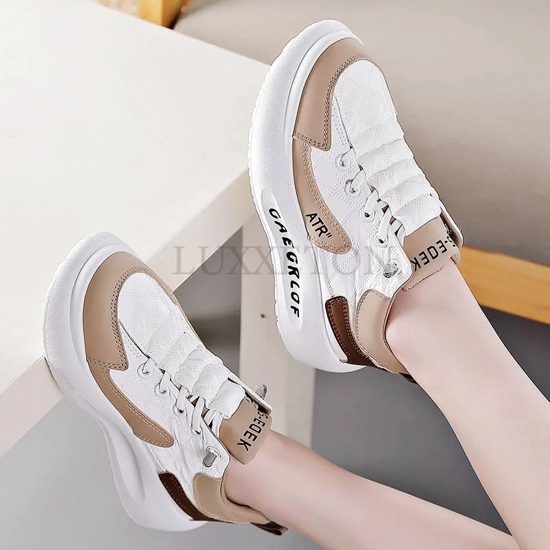 Thick Soled Round Top Lightweight Breathable Non Slip Women Shoes Fashionable and Versatile with A Raised Board Shoe_ecoleips.com