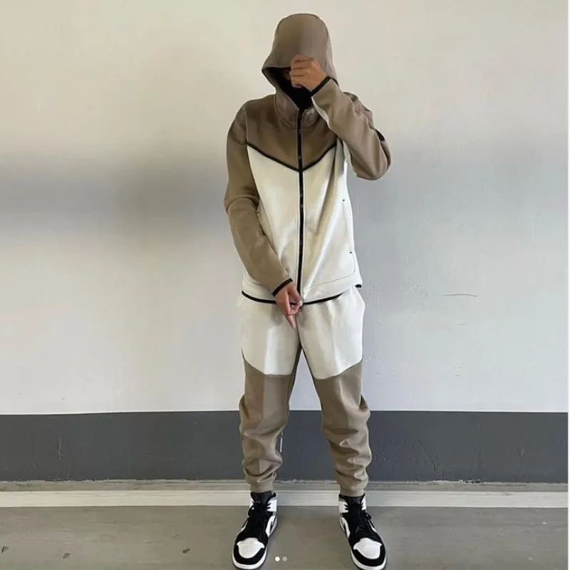 Tracuits Anzug Hoodie Mode Casual Sport Reißverschluss Jacke Hose Anzughose Männer Neu in Herren-Sets 230922_voghion.com