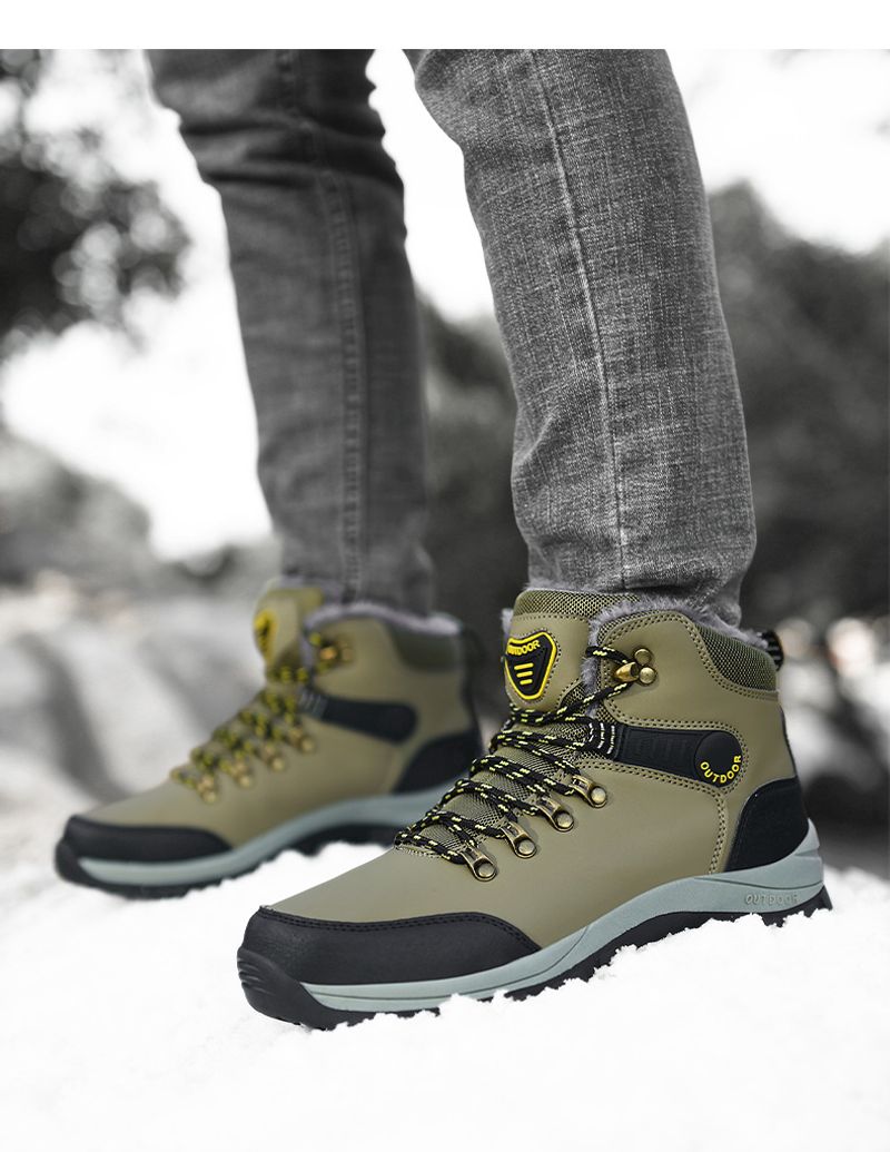 Herrenschuhe mit Fleece verdickt warme Schneestiefel Outdoor Herren High Top Nordost Baumwollschuhe_voghion.com