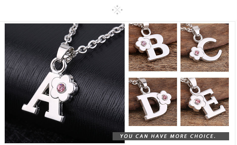 My Shape Collana con iniziali e nome per bambine, in lega di cristallo, con ciondolo a forma di fiore con alfabeto dalla A alla Z, gioielli per bambini_voghion.com
