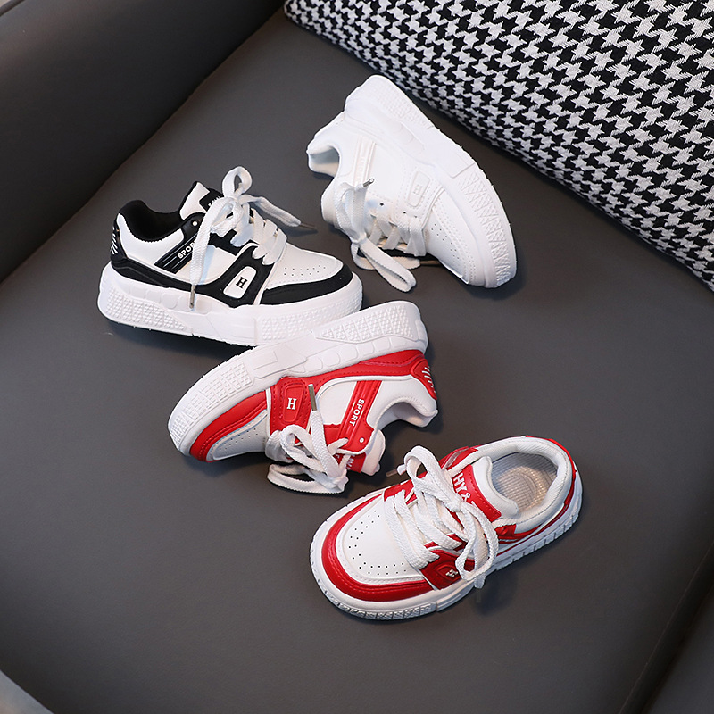 Kid's Clothing Spring and Autumn New Leather Children's Shoes Boys' Versatile White Shoes Girls' Shoes Non-Slip Soft Soled Casual Shoes