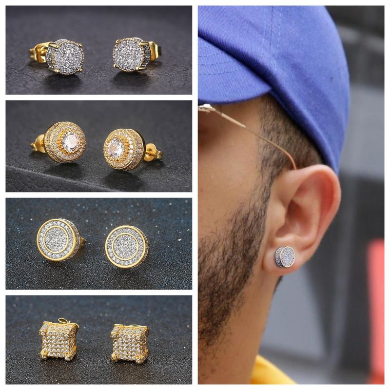 Orecchini zirconi hip hop per uomo_voghion.com