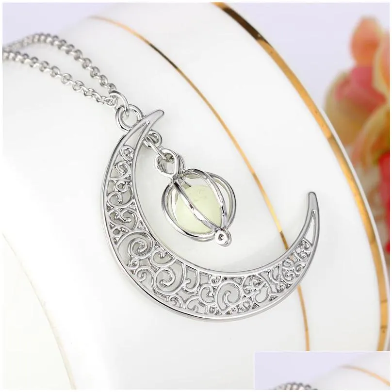 Ogrlice s privjeskom koje svijetle u mraku, ogrlica s svjetlećim mjesecom, modni nakit za žene i djecu, poklon, dostava bez narudžbe_voghion.com