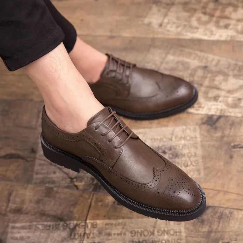 Sapatos Oxford masculinos estilo brogue para balada, negócios, traje formal italiano, moda casual, em couro, novos modelos para homens, ideais para casamentos e festas._voghion.com