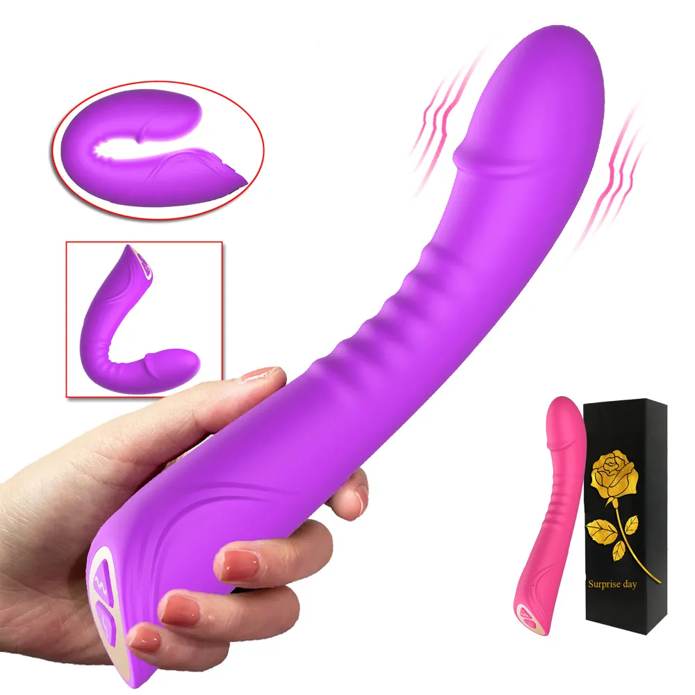 Powerful G-spot And Clitoris Vibrator Soft Silicone Dildo_voghion.com