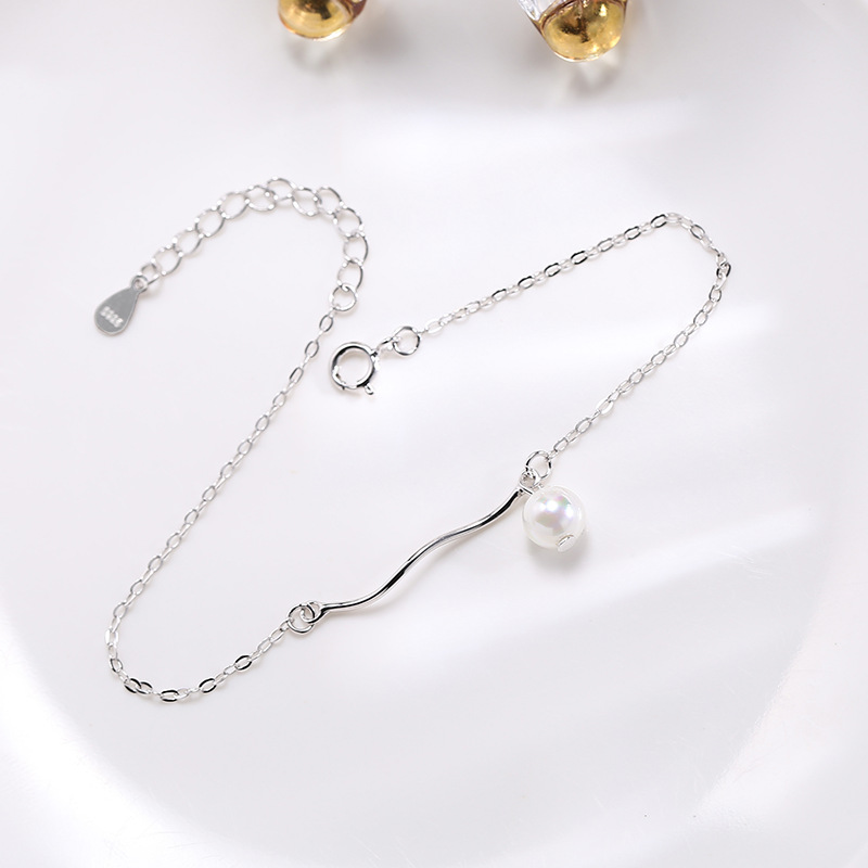 Special price Wanying Jewelry Wave Pearl Bracelet S Pure Silver Korean Edition Personalized Creative Accessories_voghion.com