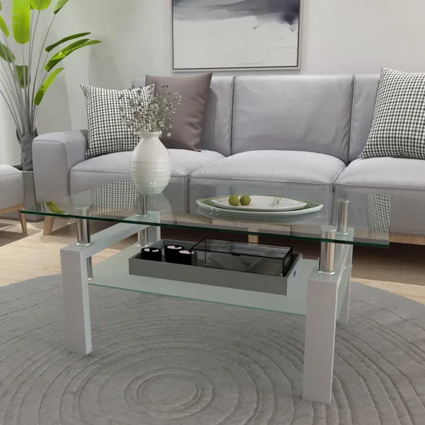 White Coffee Table, Clear Coffee Table,Modern Side Center Tables For Living Room, Living Room Furniture_voghion.com