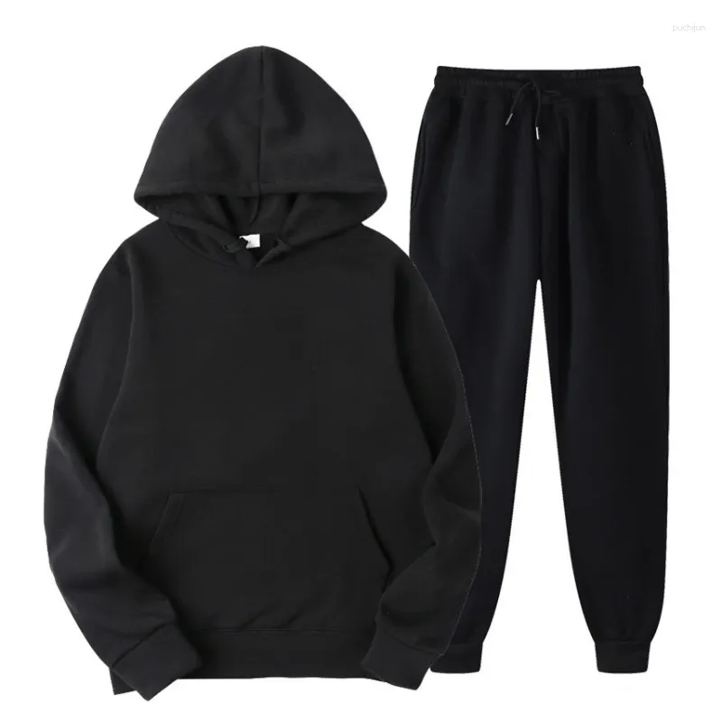 Men's Tracksuits Blank Fleece Sweatpants And Hoodie Set Unisex Jogging Suits Sweatsuit Men Joggers For Chandals Para_voghion.com