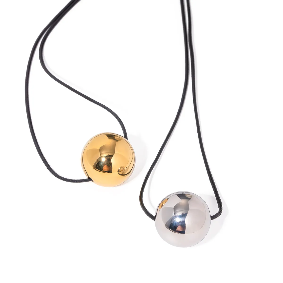 Collana con ciondolo a forma di palla con corda di cera in acciaio inossidabile dorato, da donna, per feste estive, viaggi, gioielli gratuiti_voghion.com
