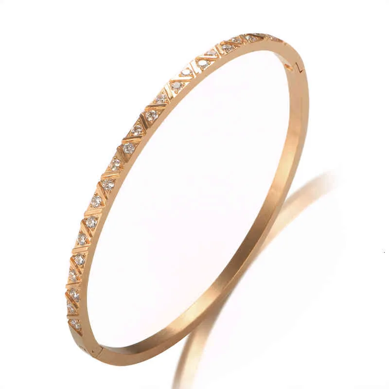 Geometrische Frauen Cubic Zirkon Armband Edelstahl Marke Dünne Armreifen für Frau Hochzeit Schmuck_voghion.com
