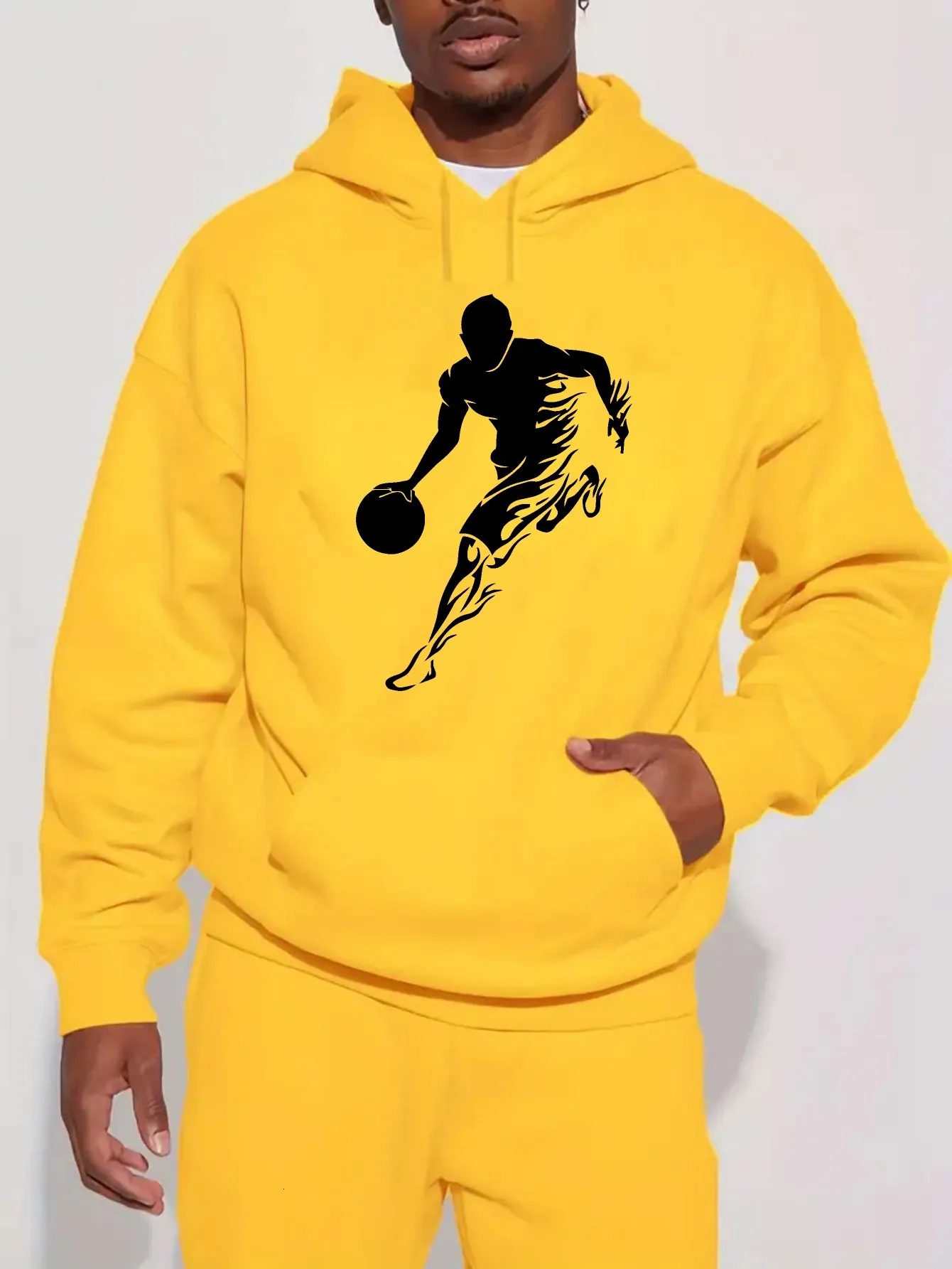 Lässiger, trendiger Kapuzenpullover für Herren mit BASKETBALL-Aufdruck, Pullover-Sweatshirt, langärmeliges Oberteil für männliche Mode 29f8d7b9_voghion.com
