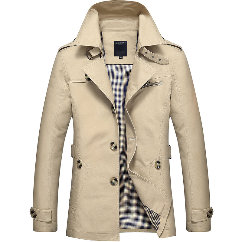 Ropa de hombre Primavera y otoño Gabardina de hombre Chaqueta de algodón lavada de hombre Chaqueta de moda de hombre