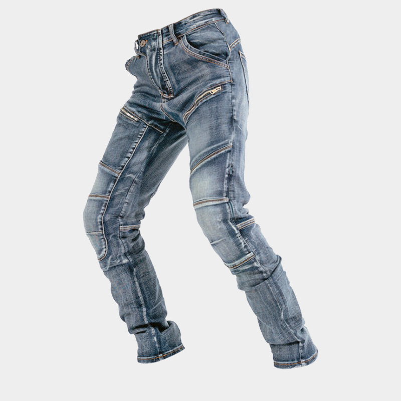 Men's Clothing Denim European And American Motorcycle Kevlar Double Zipper Riding Pants Four Seasons Motorcycle Slim Jeans Racing Anti Drop Pants