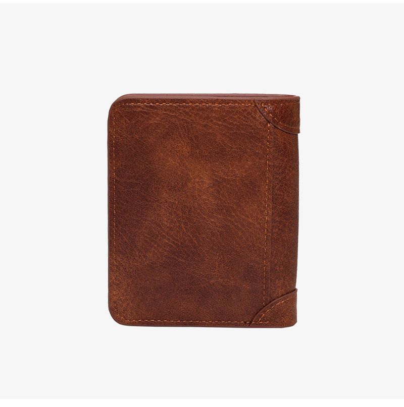 Herren Geldbörse High End Retro PU Kurze Herren Klappbare Kreditkartentasche Kann Münzgeldbörse Verstauen_voghion.com